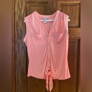 Pink Cache Top with Gold Buttons
